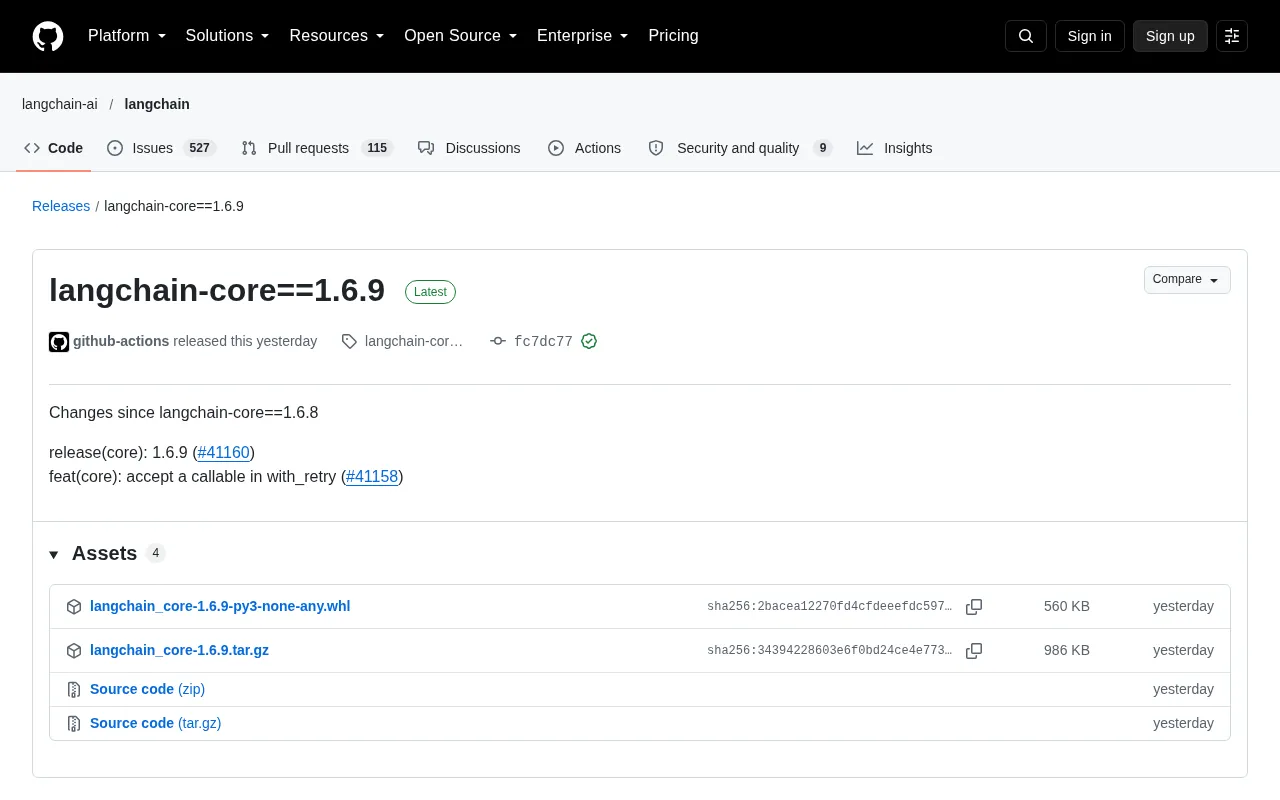 LangChain Core 1.6.9 Released: with_retry Now Supports Callable Arguments