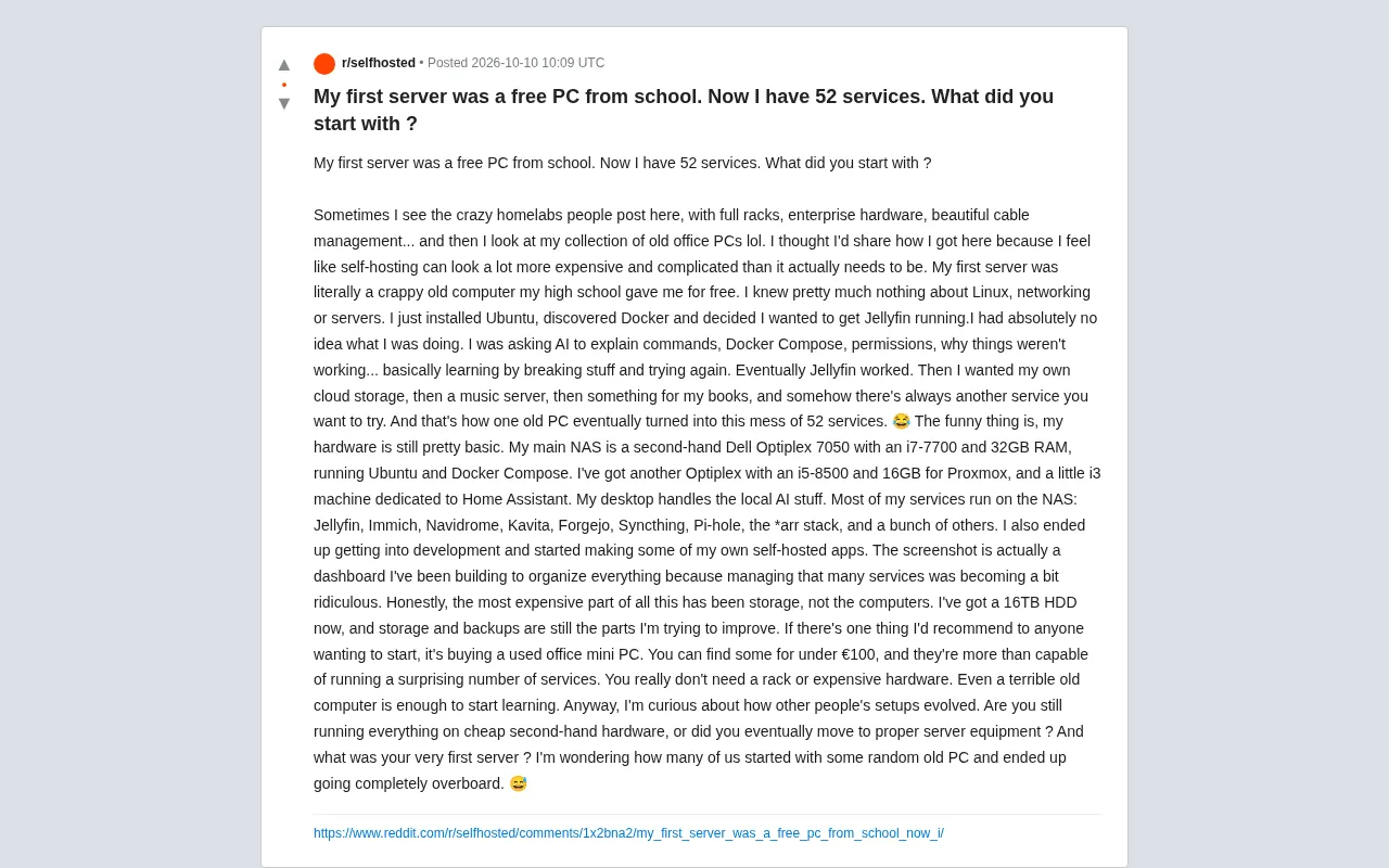 From a School's Discarded Old PC to 52 Self-Hosted Services
