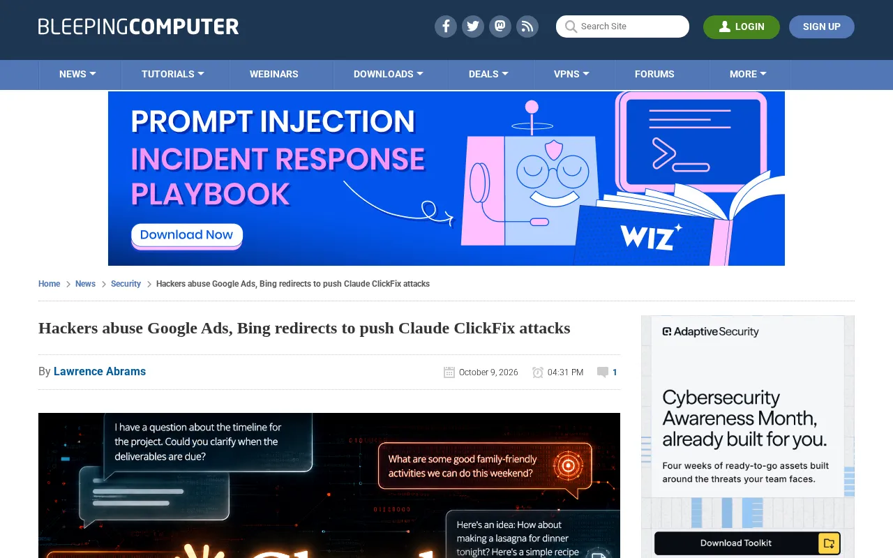 Hackers Abuse Google Ads and Bing Redirects to Launch Claude ClickFix Attacks