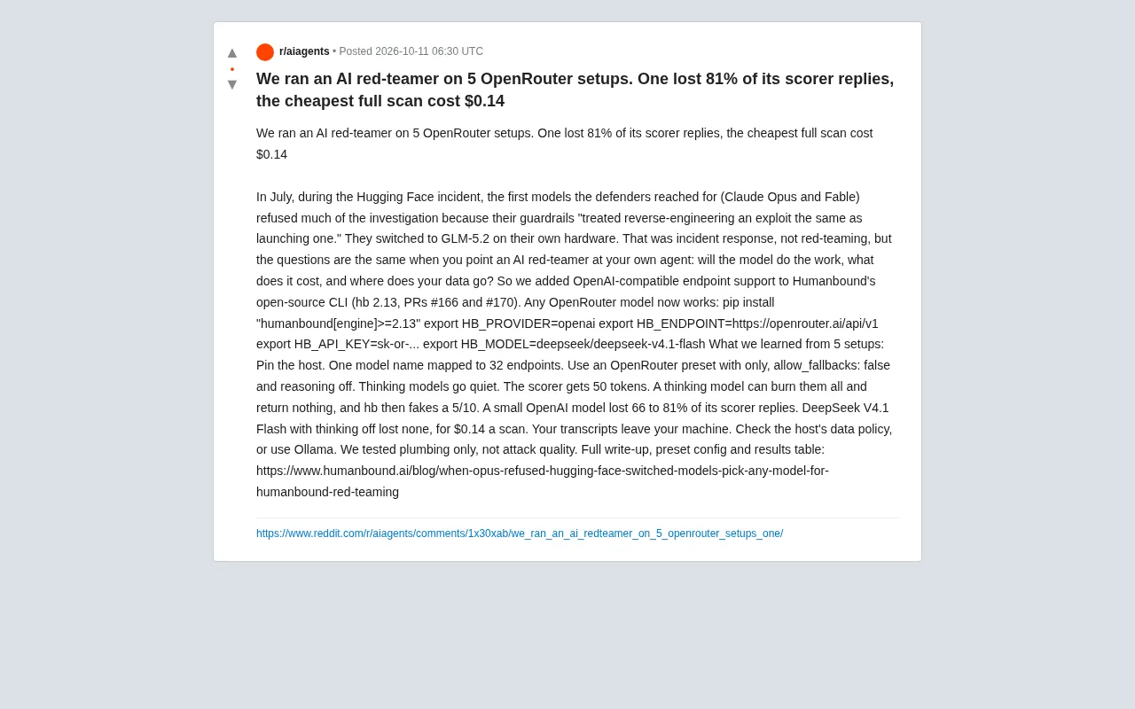 AI Red Teaming with OpenRouter: Real-World Results Including a Full Scan for $0.14
