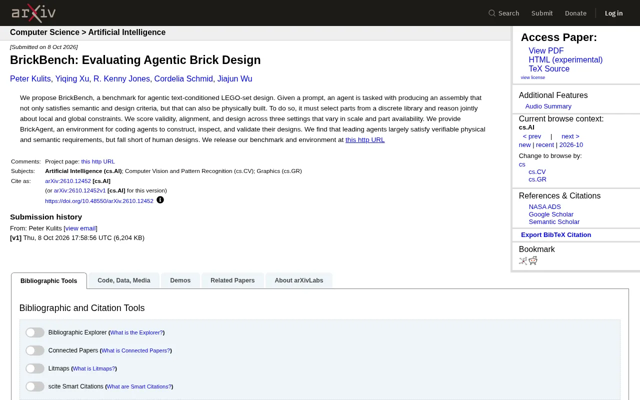 BrickBench: Testing AI Agents' Design Skills with LEGO Bricks