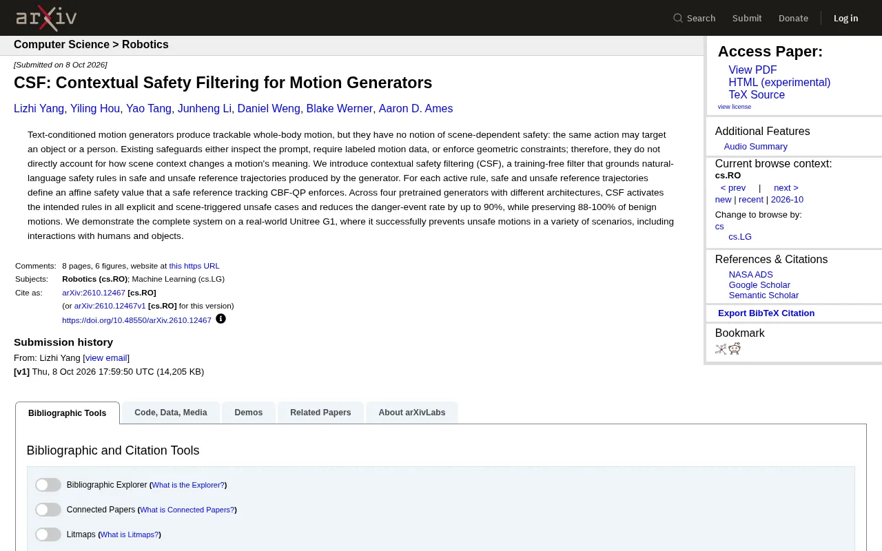 CSF: Adding a Context-Aware Safety Filter Layer to Motion Generators