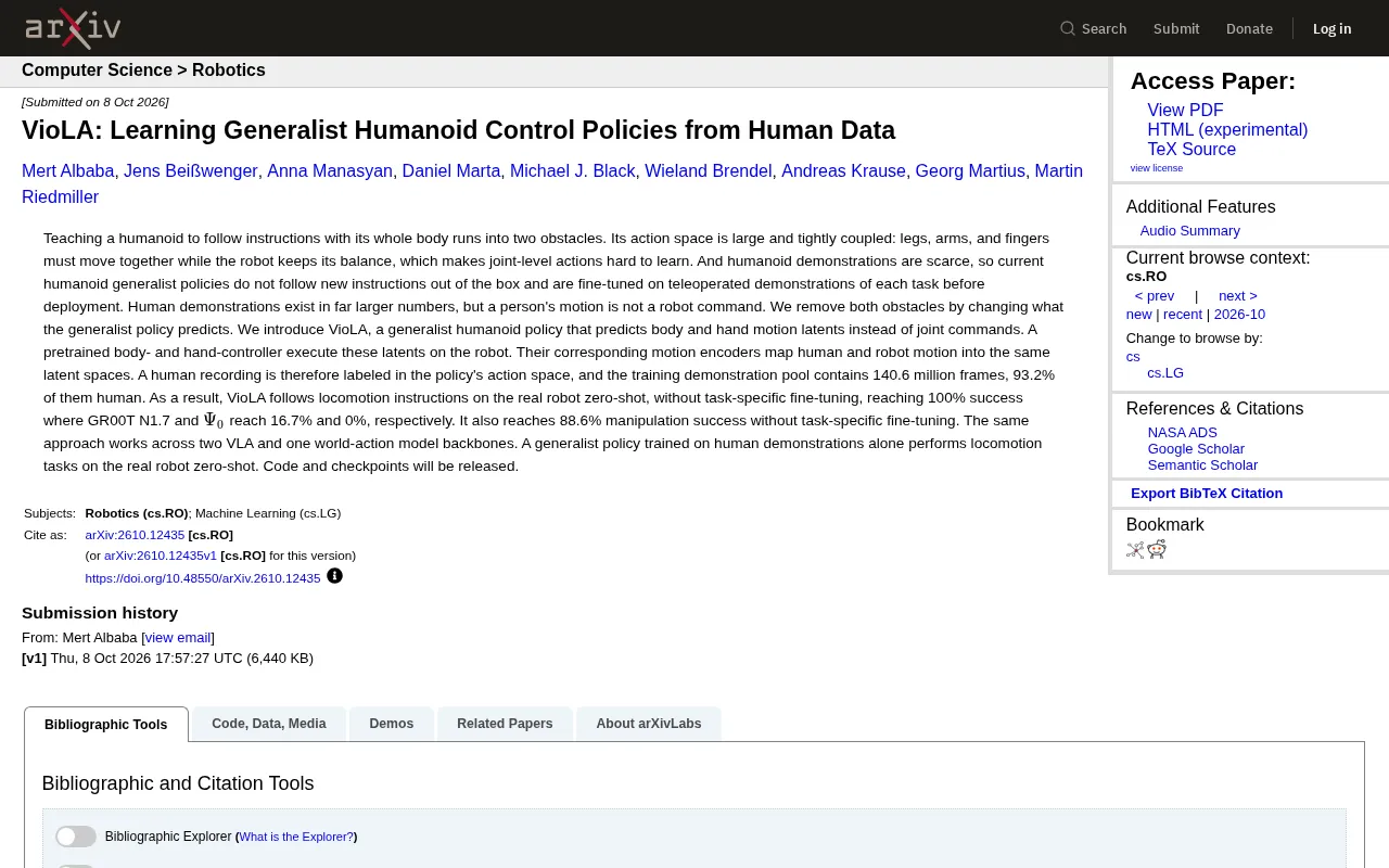 VioLA: Training Generalist Humanoid Robot Control Policies with Human Data