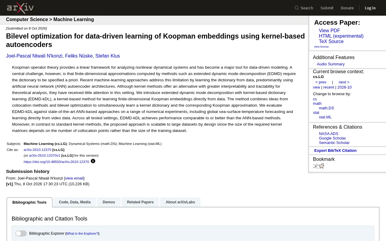 Kernel Methods + Koopman Operator: Bilevel Optimization Achieves New Breakthrough in Data-Driven Modeling