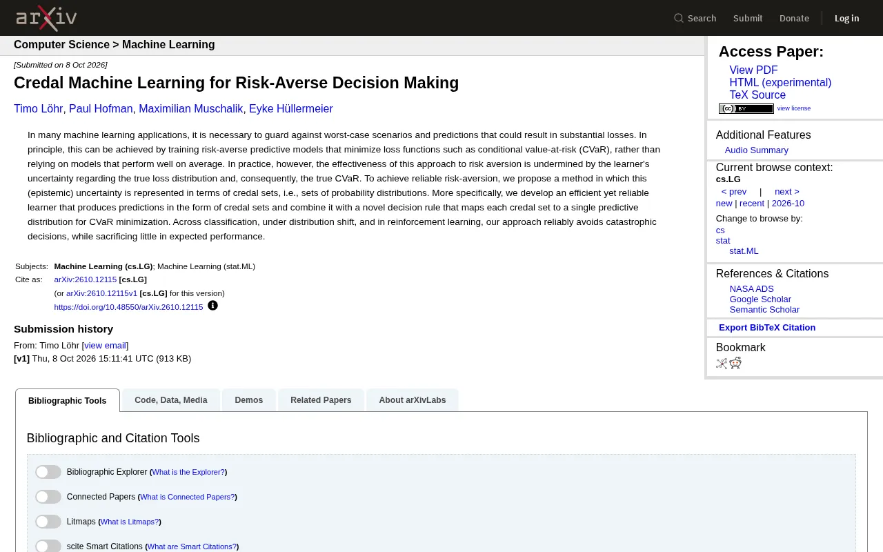 Credal Machine Learning: Reliable Guarantees for Risk-Averse Decision-Making