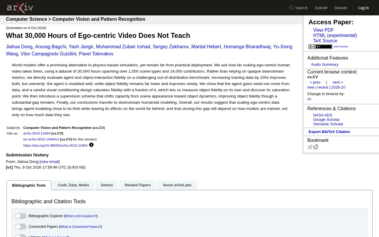 What 30,000 Hours of Ego-centric Video Does Not Teach