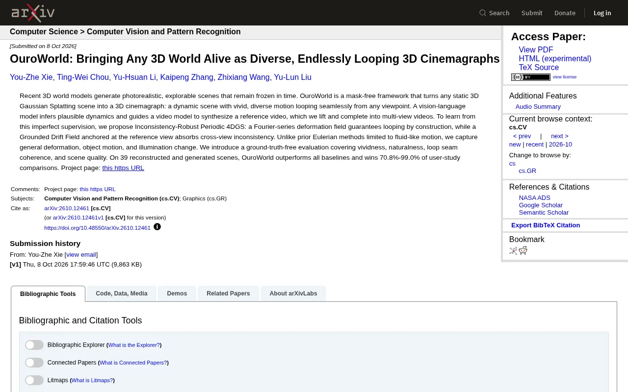OuroWorld: Turning Any 3D World into an Infinitely Looping Dynamic Video