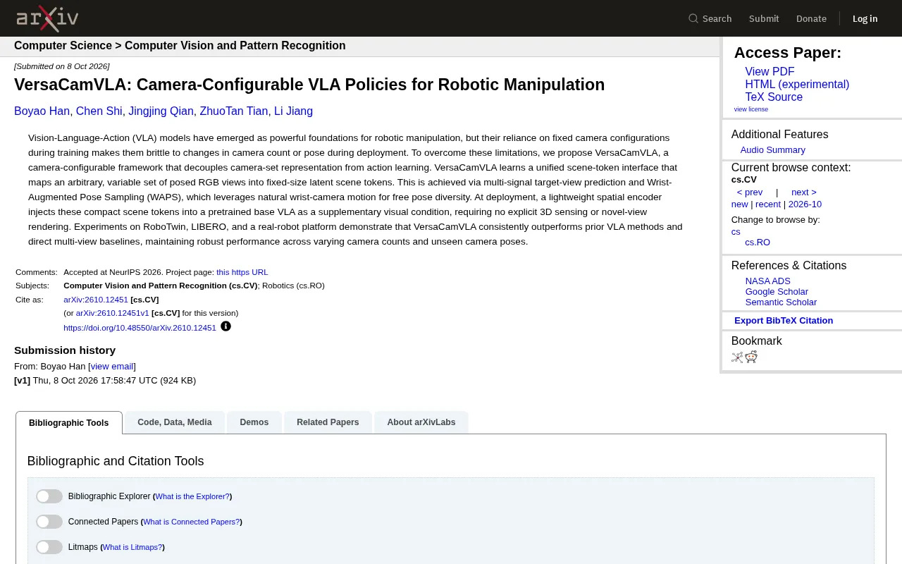 VersaCamVLA: A Camera-Configurable VLA Policy Framework for Robots