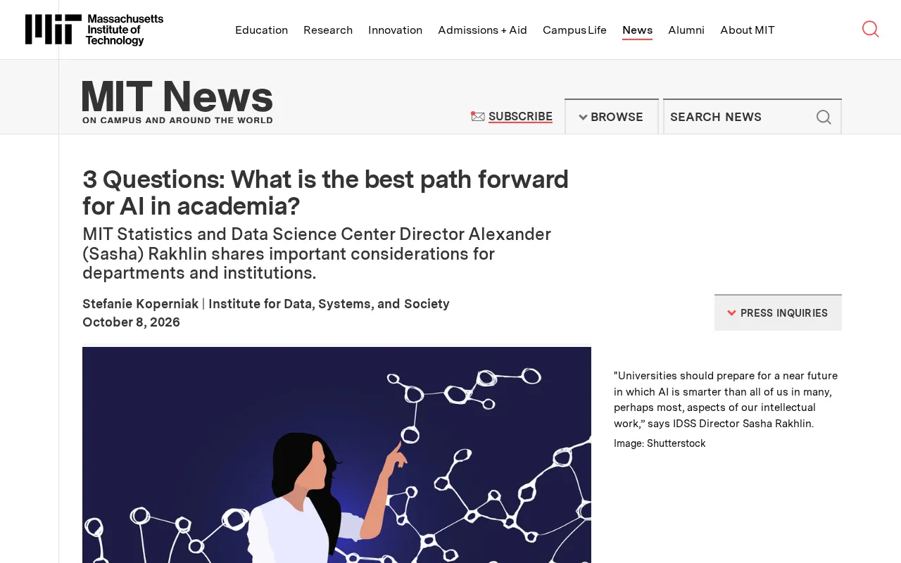 rss source: 3 Questions: What is the best path forward for AI in academia?