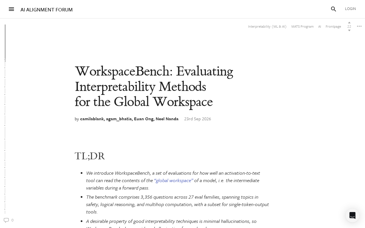 WorkspaceBench:如何评估大模型全局工作空间的可解释性方法