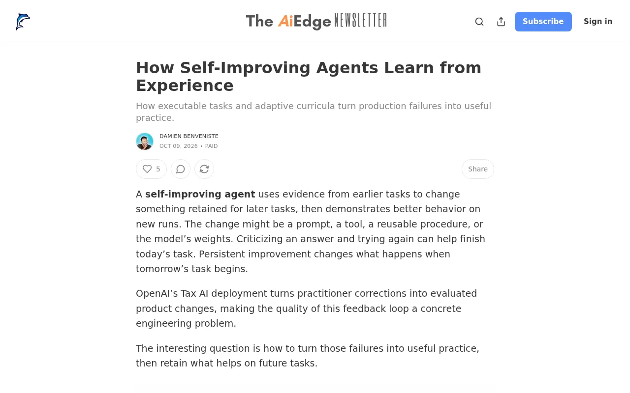 How Self-Improving AI Agents Learn from Experience