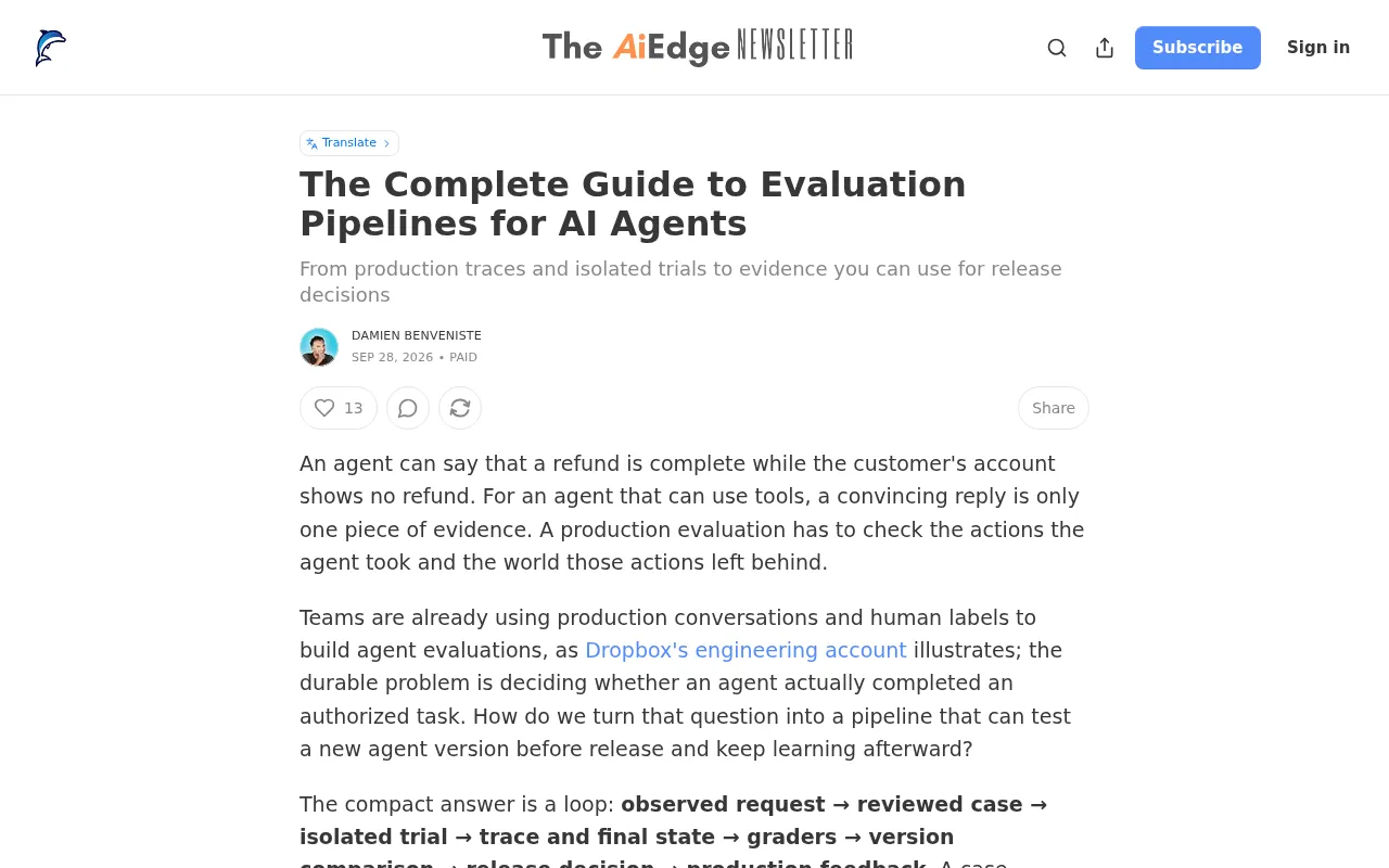 The Complete Guide to AI Agent Evaluation Pipelines: From Production Tracing to Release Decisions