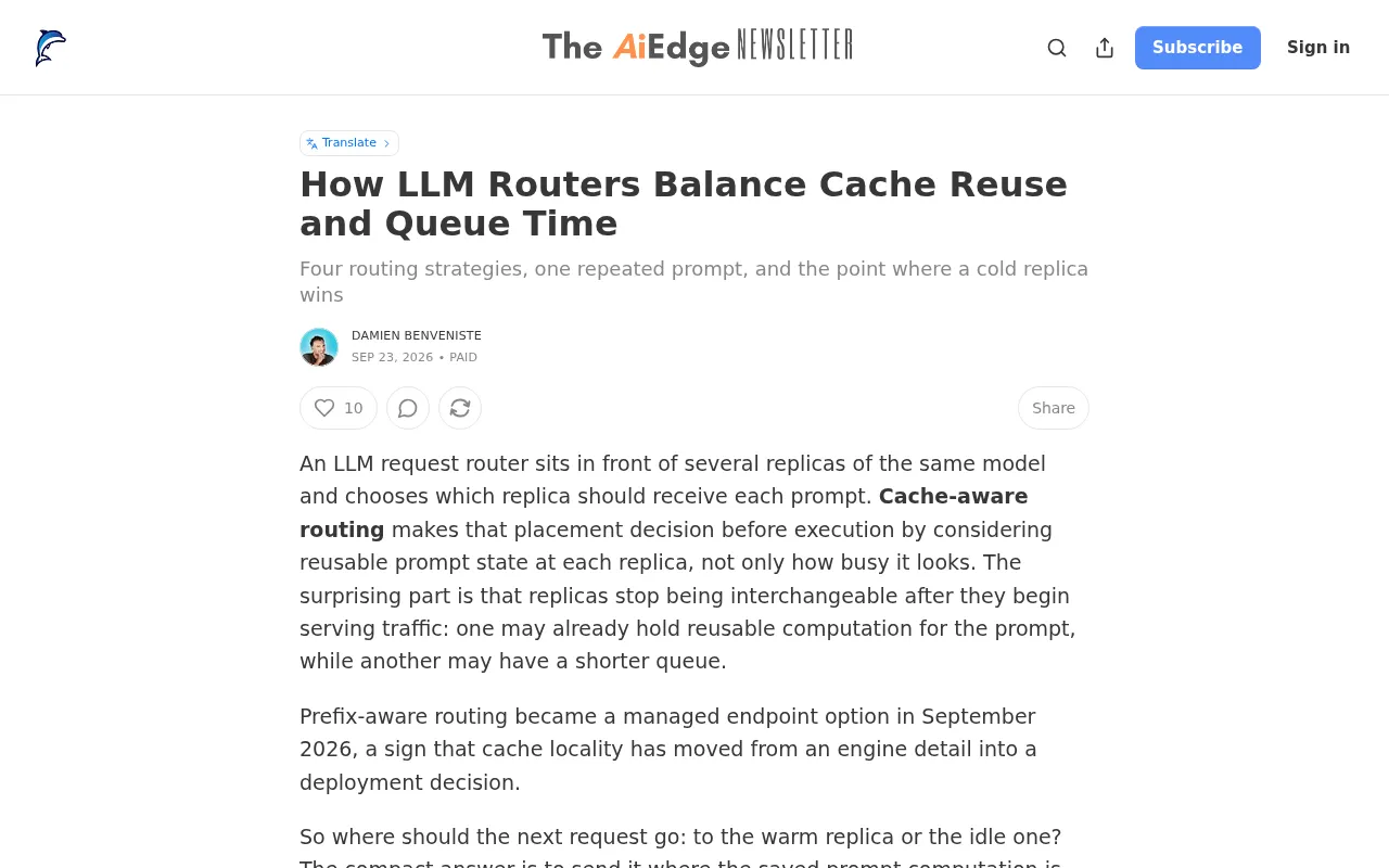 How LLM Routing Strategies Balance Cache Reuse and Queue Time