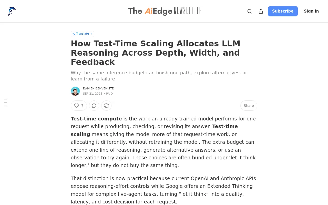 How Test-Time Scaling Allocates Depth, Width, and Feedback in LLM Reasoning