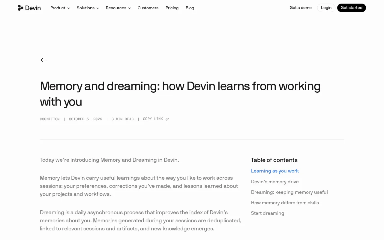 Devin's Memory and 'Dreaming': How AI Coding Assistants Learn from Collaboration