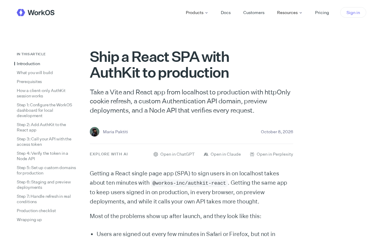 从本地到生产:React SPA + AuthKit 部署实战