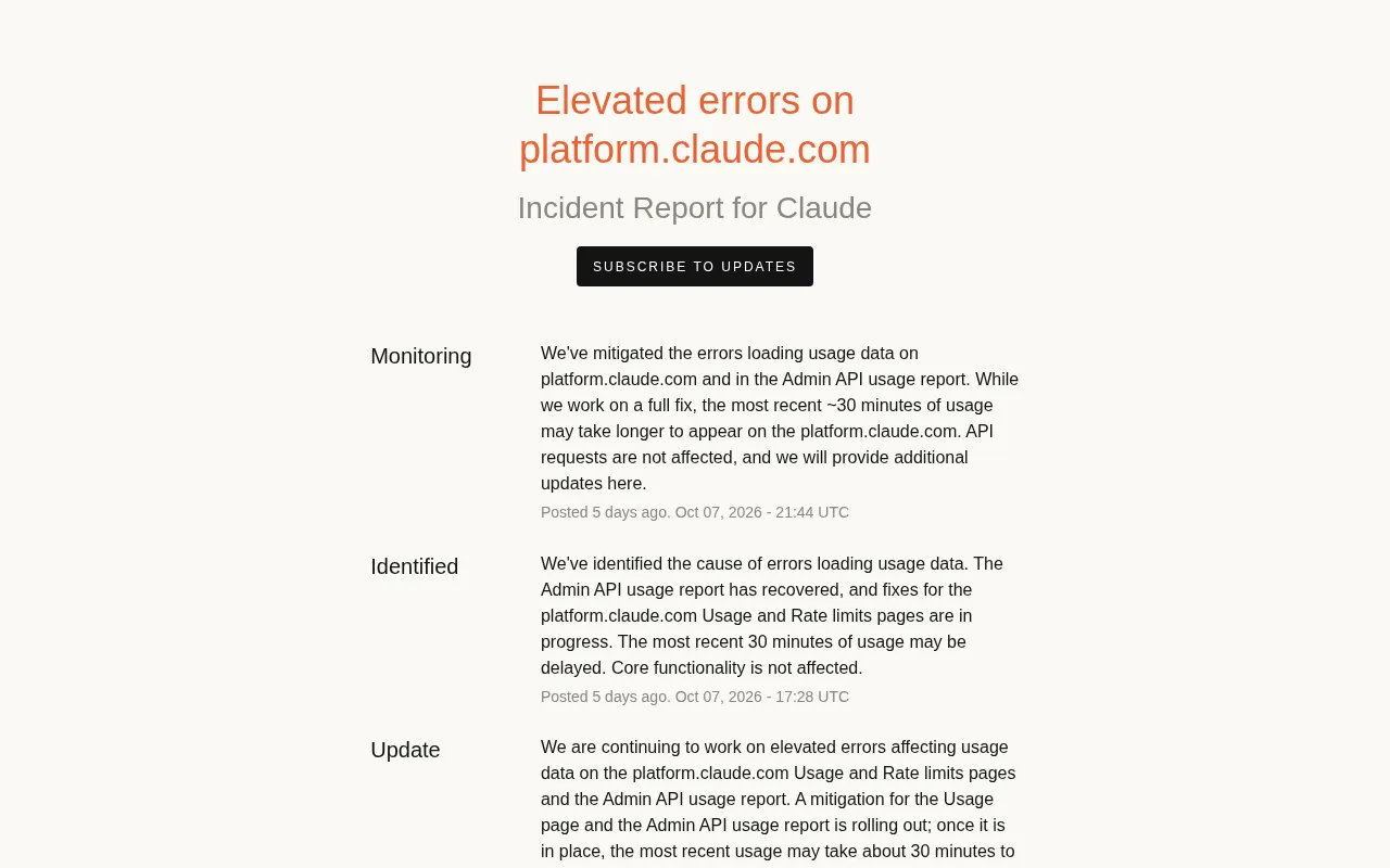 Claude Platform Usage Data Error Incident Analysis