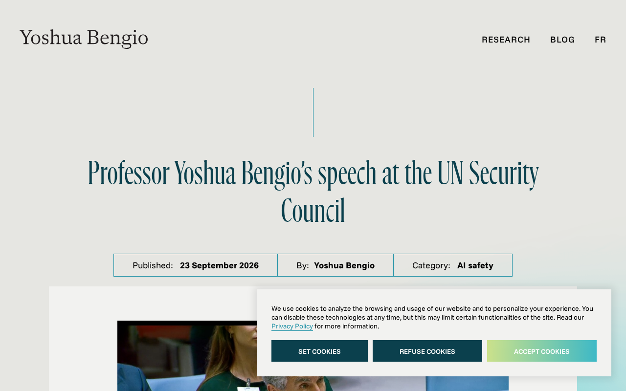 Bengio 在联合国安理会演讲:失控的前沿 AI 是人类无法回避的威胁