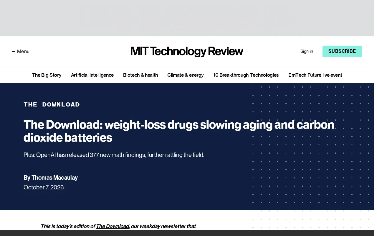 Weight loss drugs slowing aging and CO₂ batteries