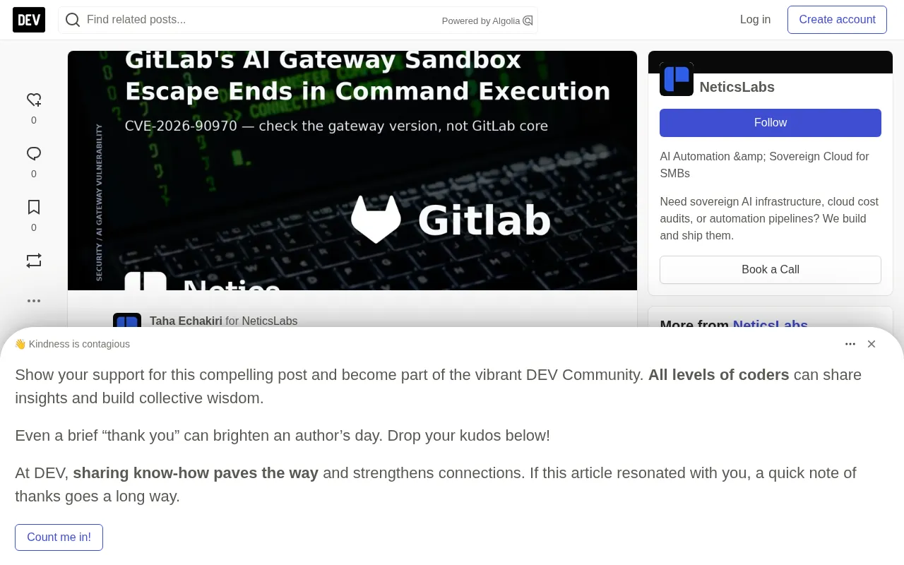 GitLab AI Gateway Sandbox Escape Vulnerability: Command Execution Risk for Self-Hosted Instances