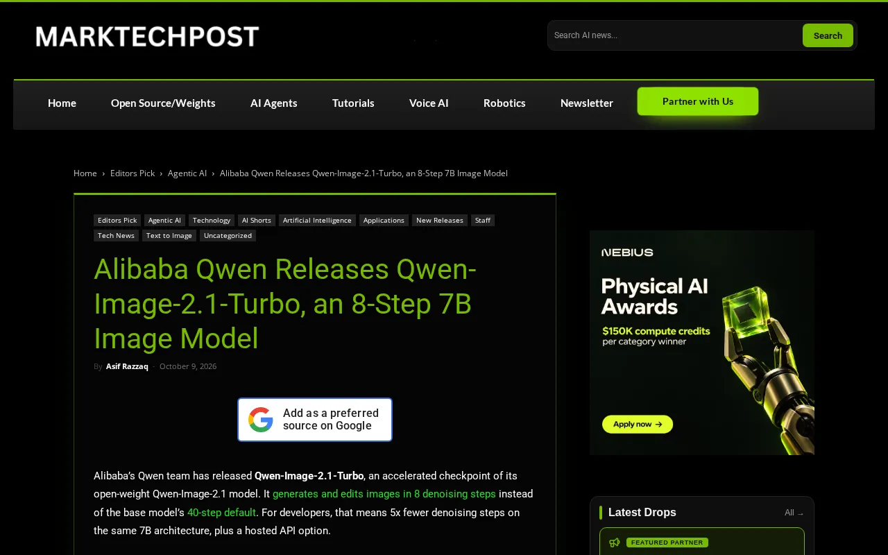 Alibaba Qwen Releases Qwen-Image-2.1-Turbo: A 7B Image Model That Generates in Just 8 Steps