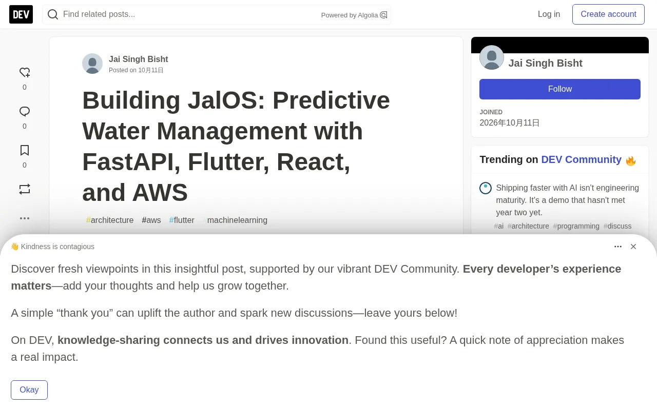 JalOS Deep Dive: Building a Predictive Water Management Platform with FastAPI, Flutter, React, and AWS