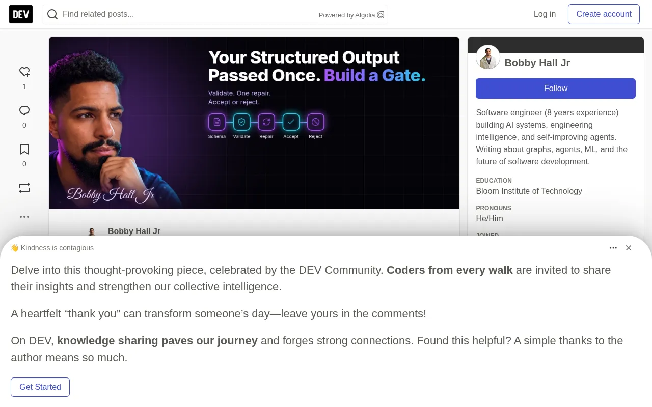 Validate, repair once, accept or reject