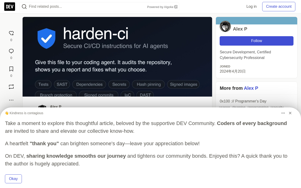 Harden-CI:让AI智能体化身CI/CD安全审计员