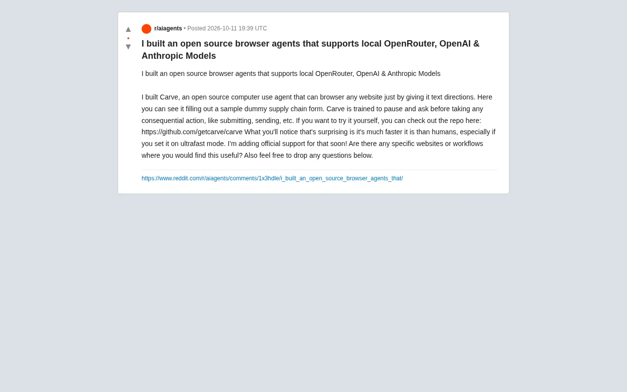 Carve: An Open-Source Browser Agent Supporting Local Models and Multi-Model Web Automation