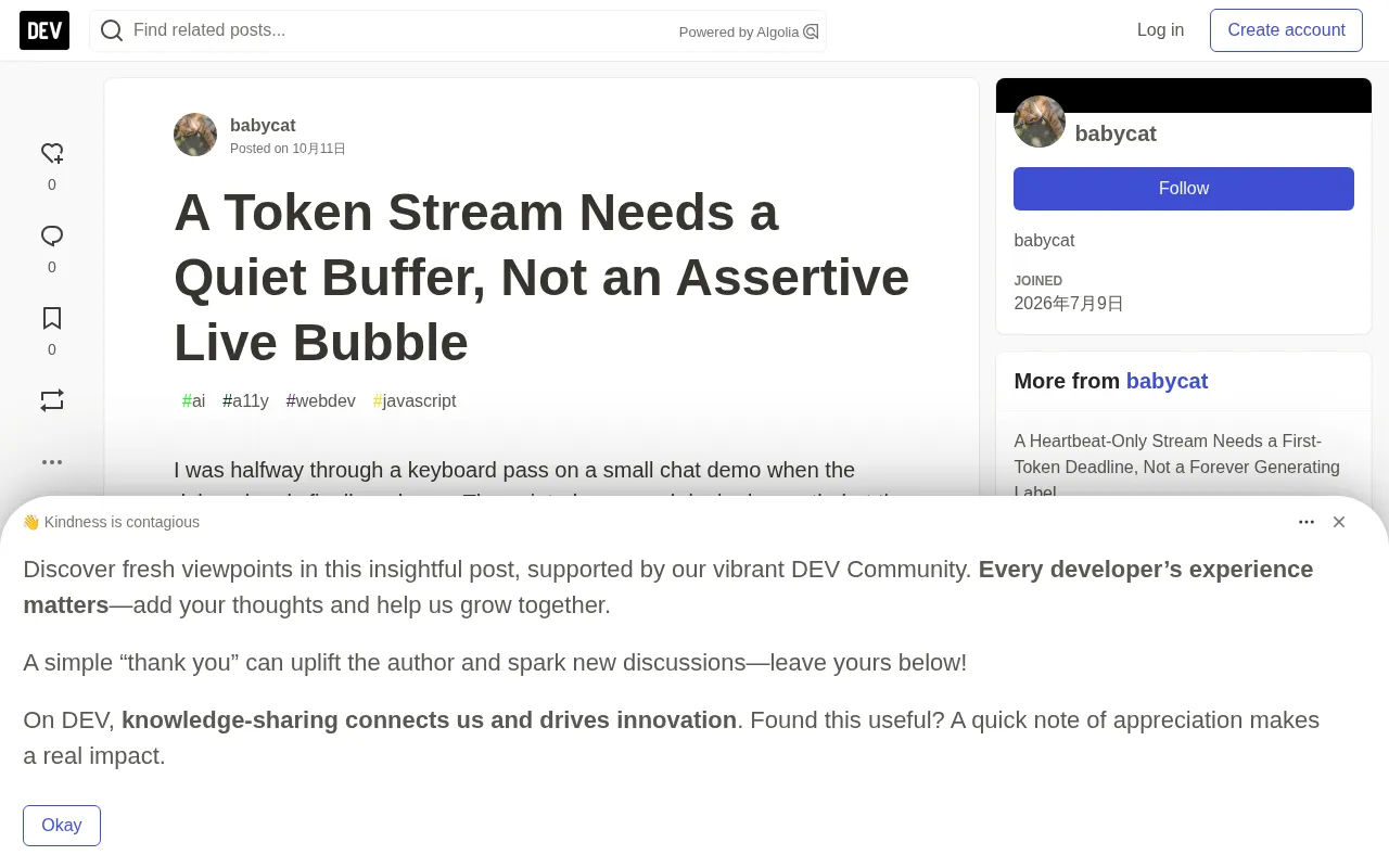 The Accessibility Trap of Streaming Output: Don't Let Live Regions Interrupt Screen Readers on Every Token