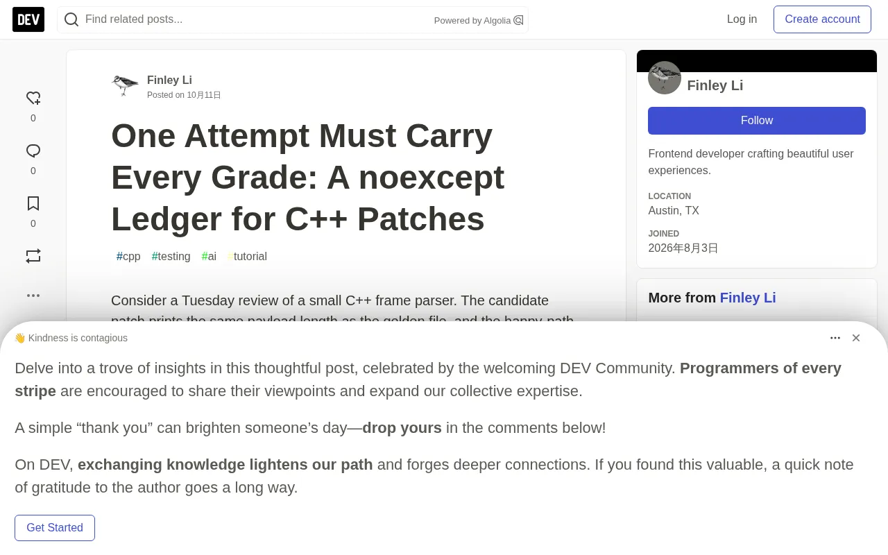 One Attempt to Score Everything: The noexcept Ledger for C++ Patch Review