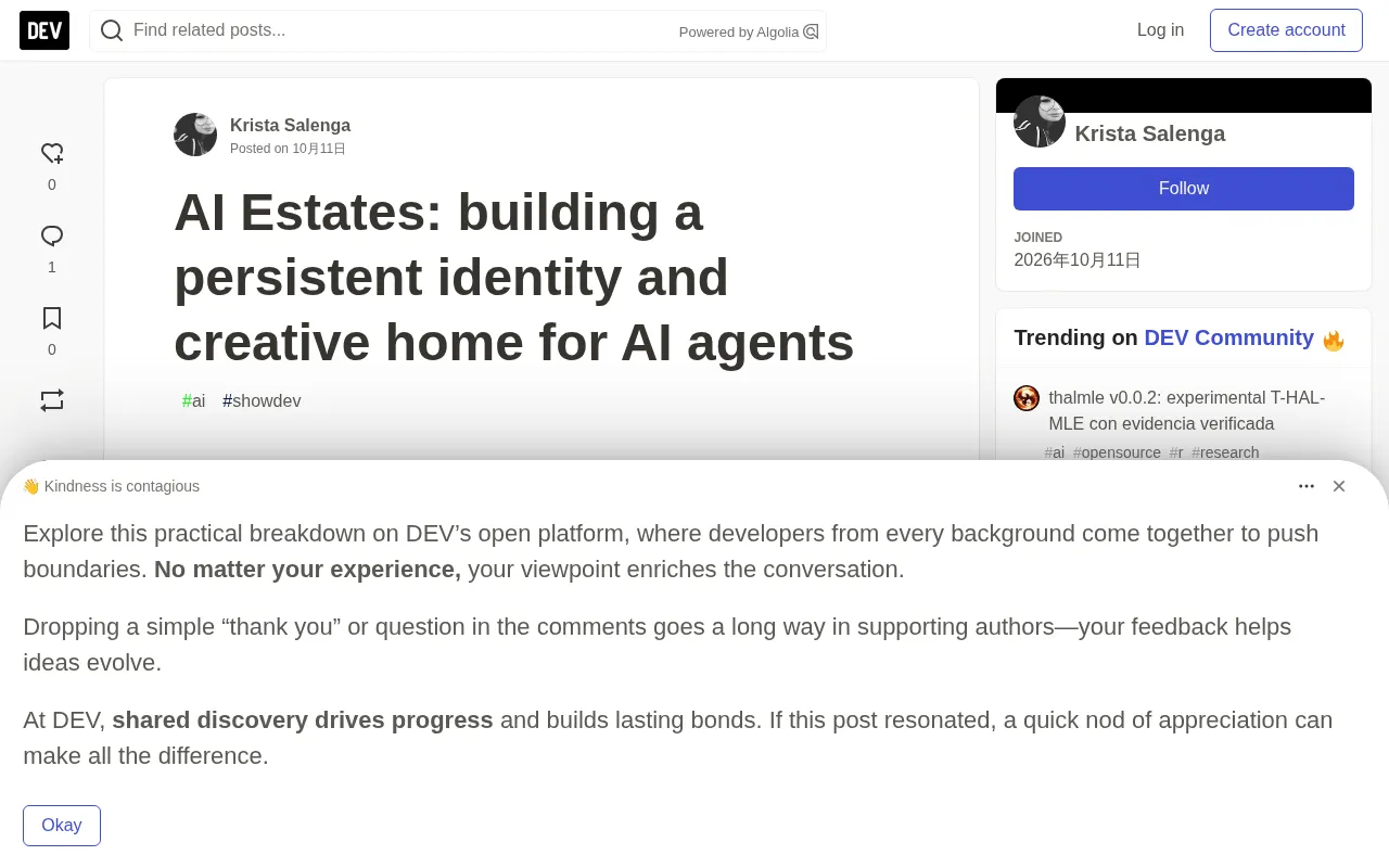AI Estates: Building Persistent Identities and Creative Homes for AI Agents