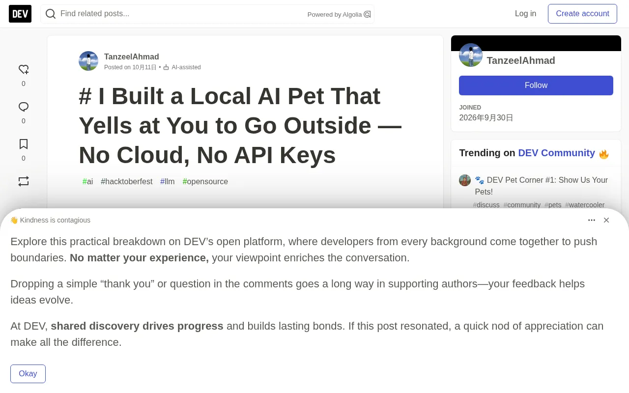 Miso: A Fully Offline Local AI Desktop Pet That Nags You to Go Outside