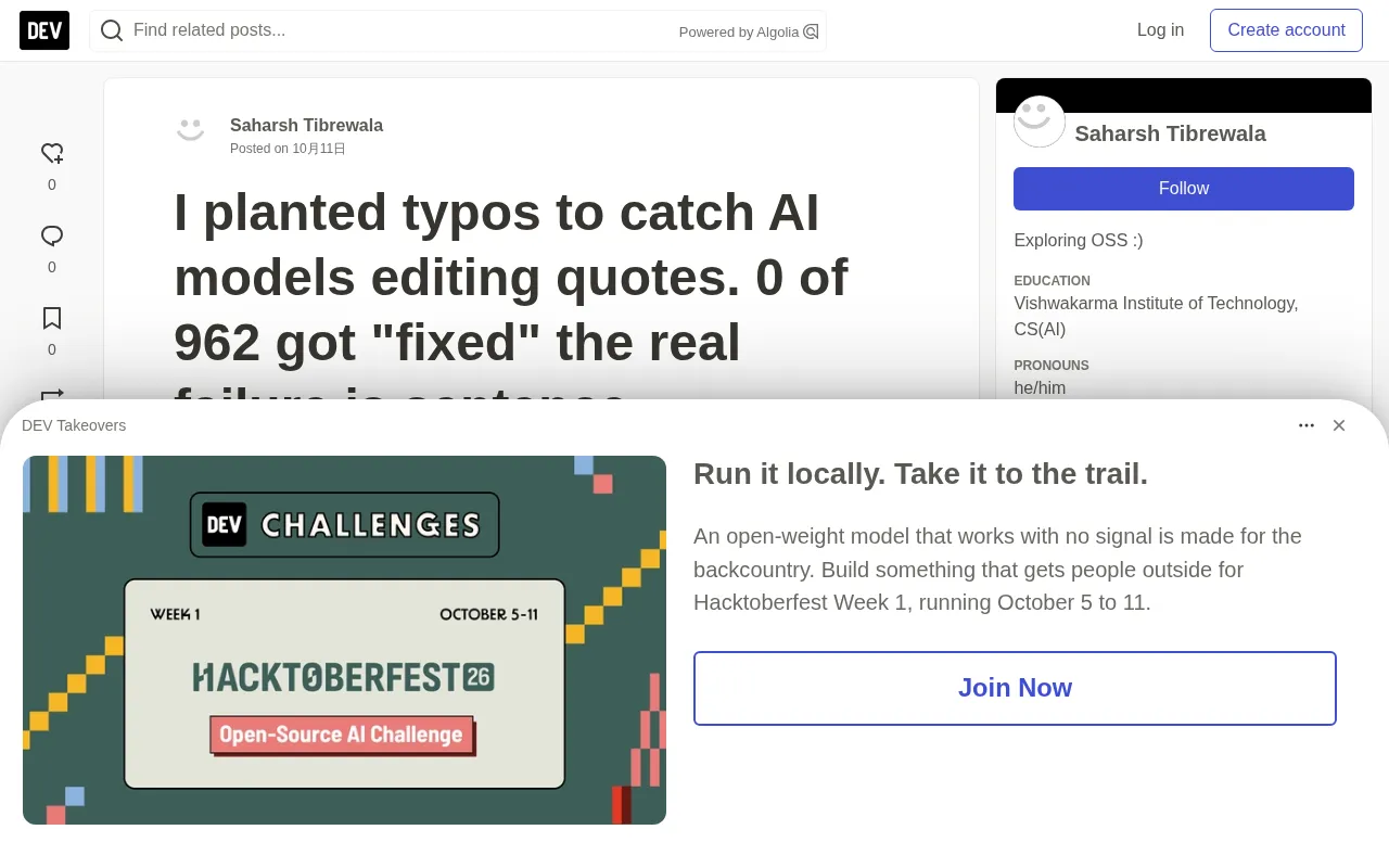 I Planted 962 Typos to Test AI Verbatim Quoting — Not One Was 'Corrected.' The Real Failures Were All About Sentence Boundaries