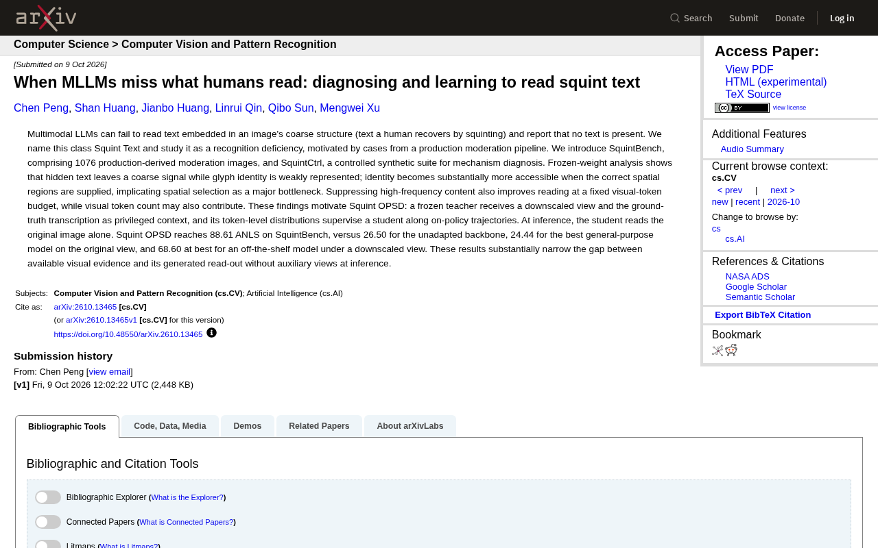 Why Can't Multimodal LLMs Read Text That Humans Can Squint and See? SquintBench Exposes the Gap