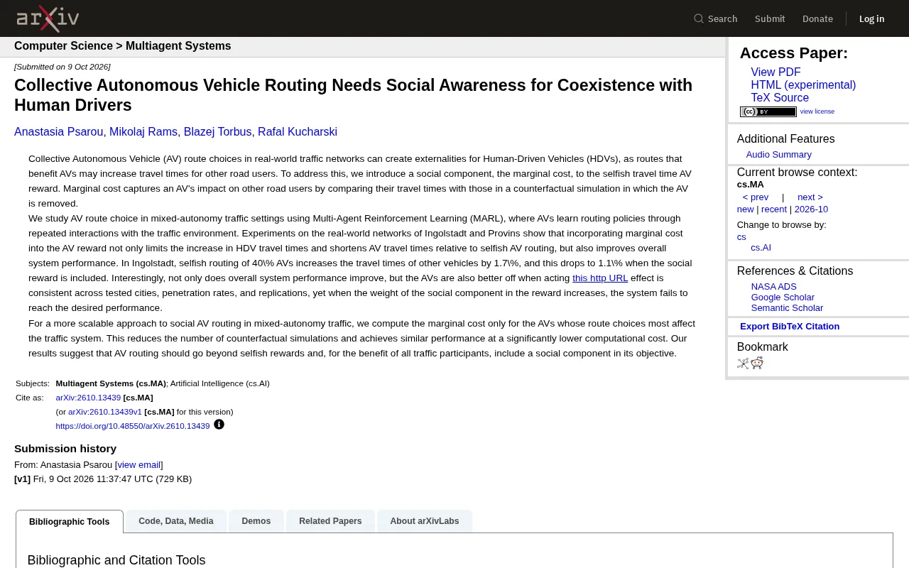 Socially Aware AV Routing Research