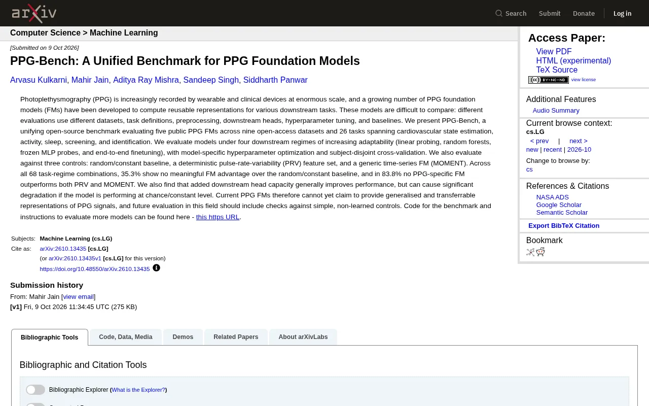 PPG-Bench: A Unified Benchmark for PPG Foundation Models