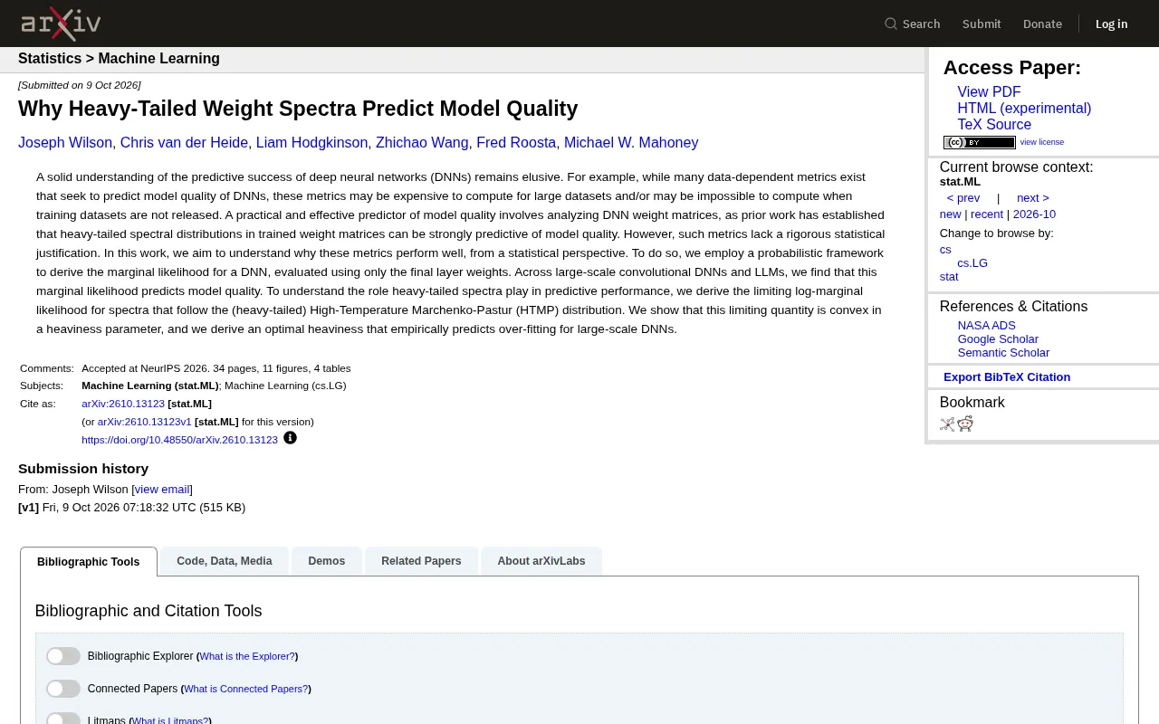 Why Heavy-Tailed Weight Spectra Predict Model Quality: A Statistical Explanation