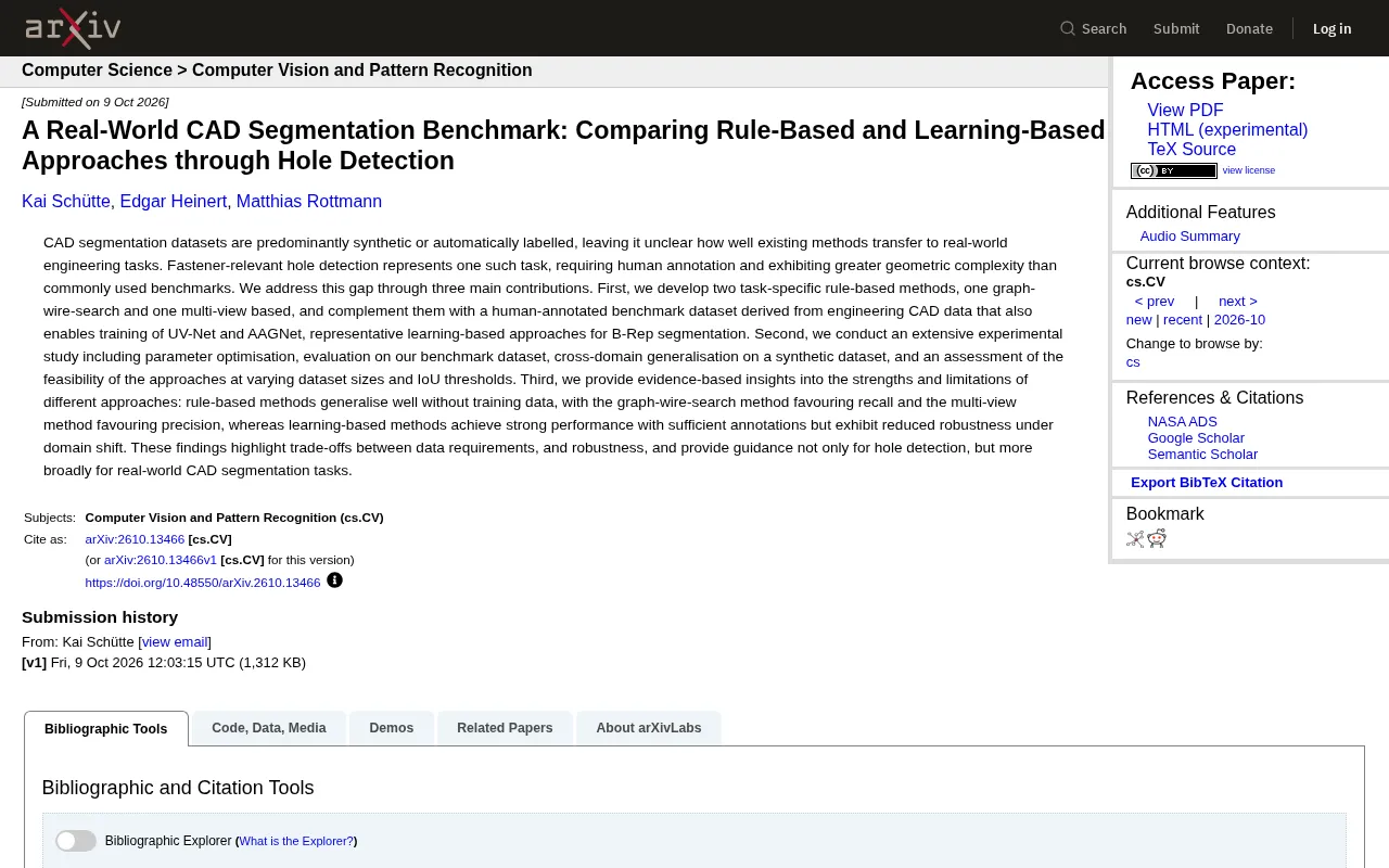 A Real-World Engineering CAD Segmentation Benchmark: Rule-Based vs. Learning-Based Methods for Hole Detection