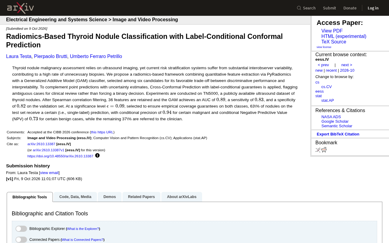 Radiomics + Conformal Prediction: A New Framework for Thyroid Nodule Classification
