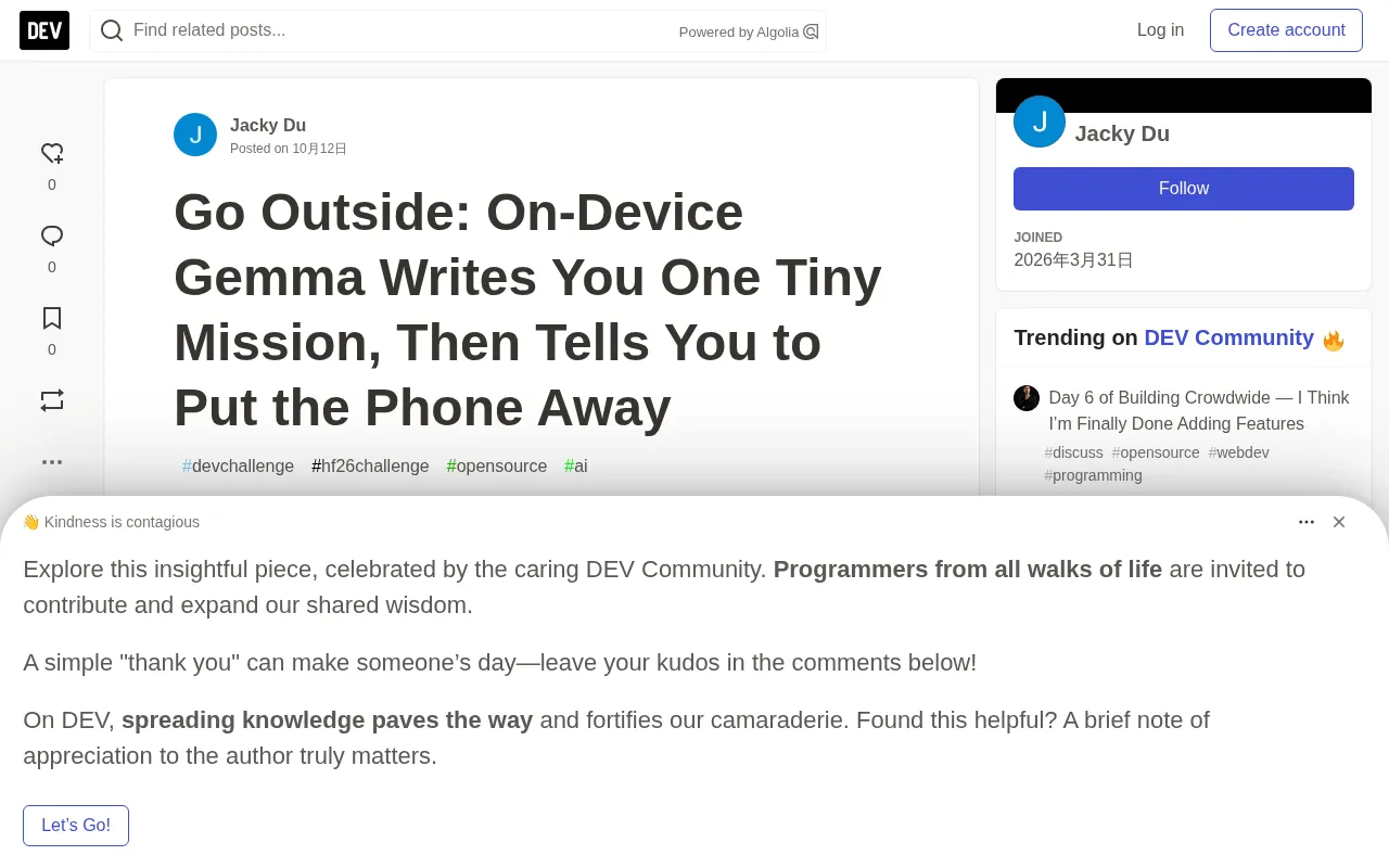 Running Gemma in the Browser: Go Outside Uses Local AI to Help You Put Down Your Phone