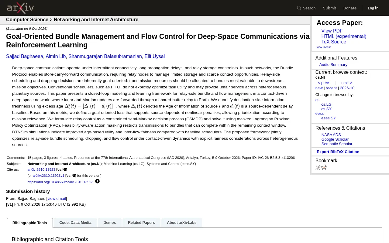 Reinforcement Learning for Deep-Space Communications: A Goal-Oriented Relay Scheduling and Flow Control Framework