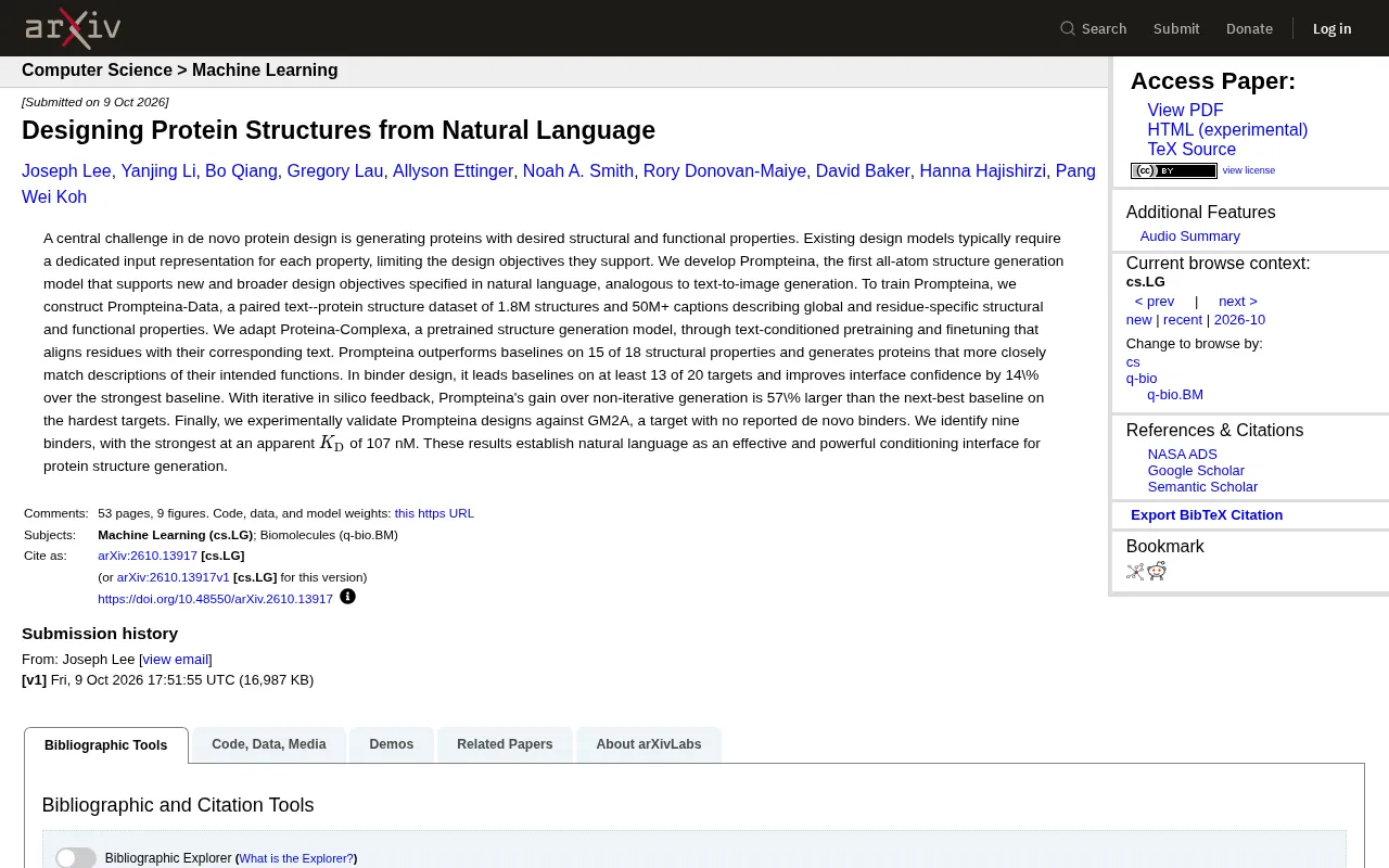 Prompteina: A Breakthrough in Designing Protein Structures from Natural Language
