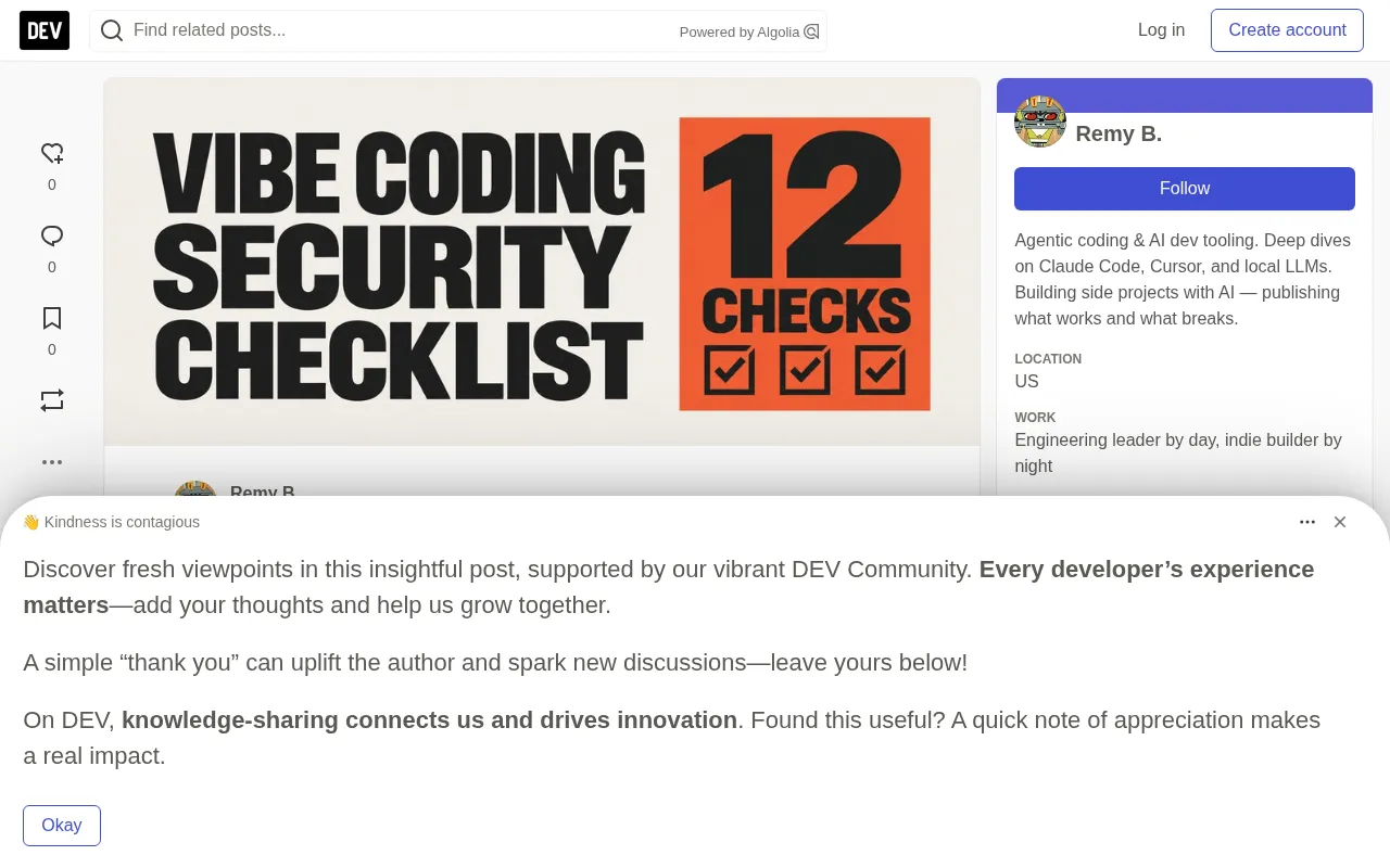 Vibe Coding Security Checklist: 12 Essential Checks