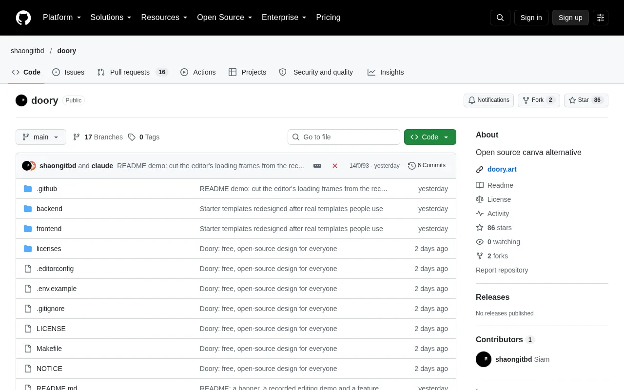Doory: The Open-Source Canva Alternative Reshaping Design Tool Choices