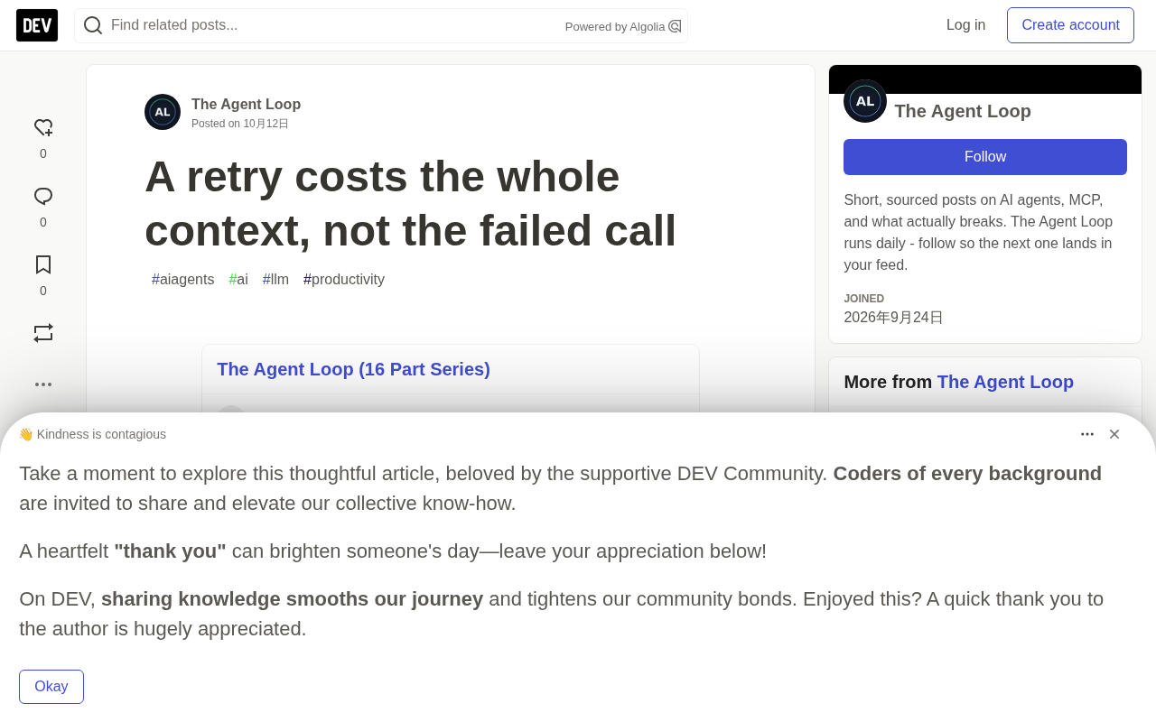 The Real Cost of Agent Retries: You're Paying for the Entire Context, Not a Single Call