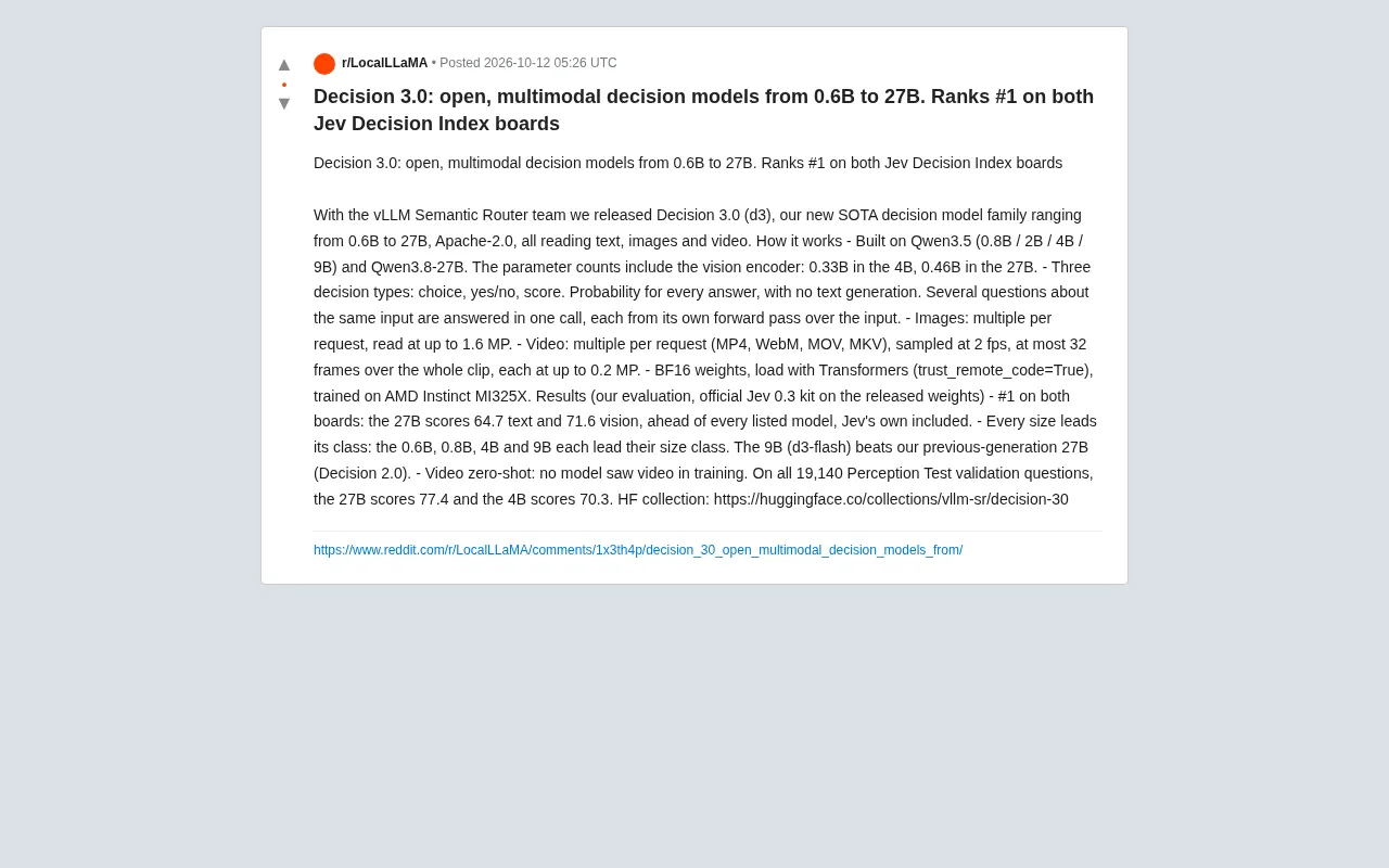 Decision 3.0 Open-Sourced: 0.6B–27B Multimodal Decision Models Top Both Leaderboards