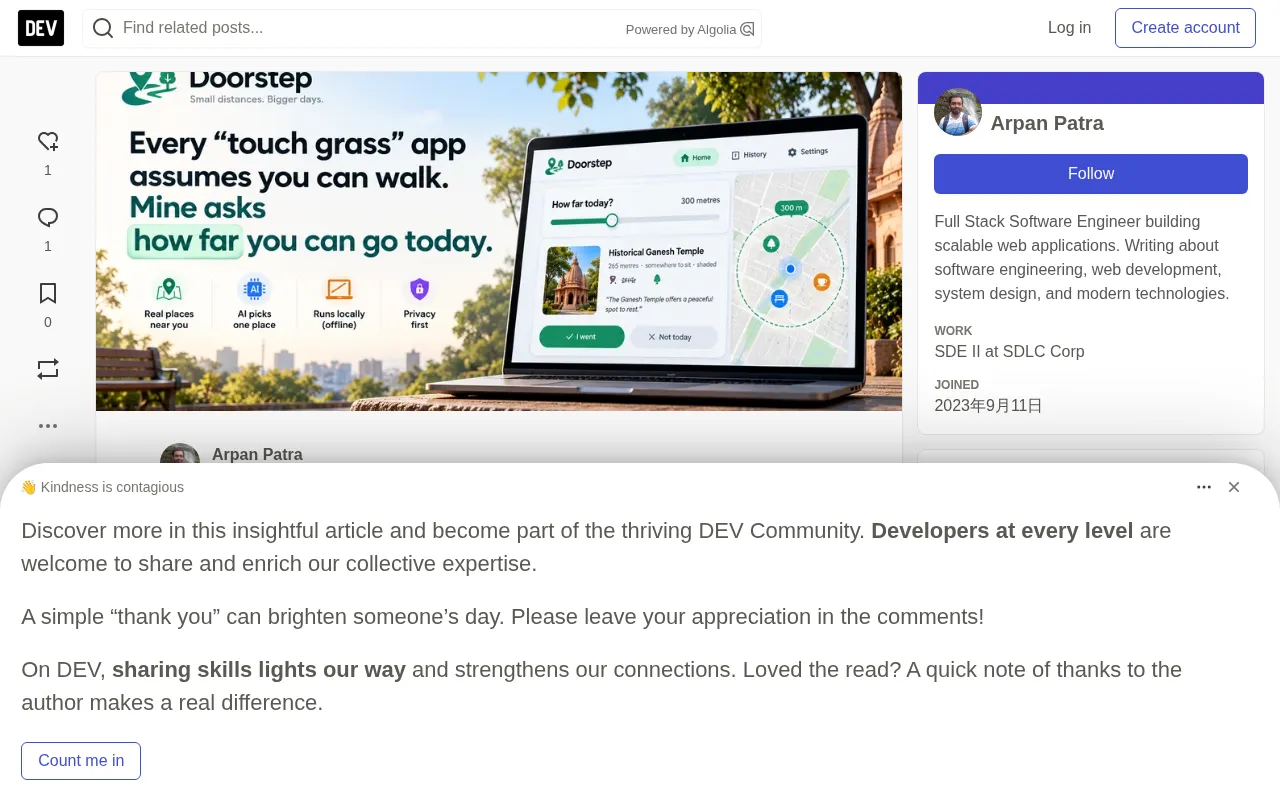 Doorstep: A Local AI Walking App Designed for People with Limited Mobility