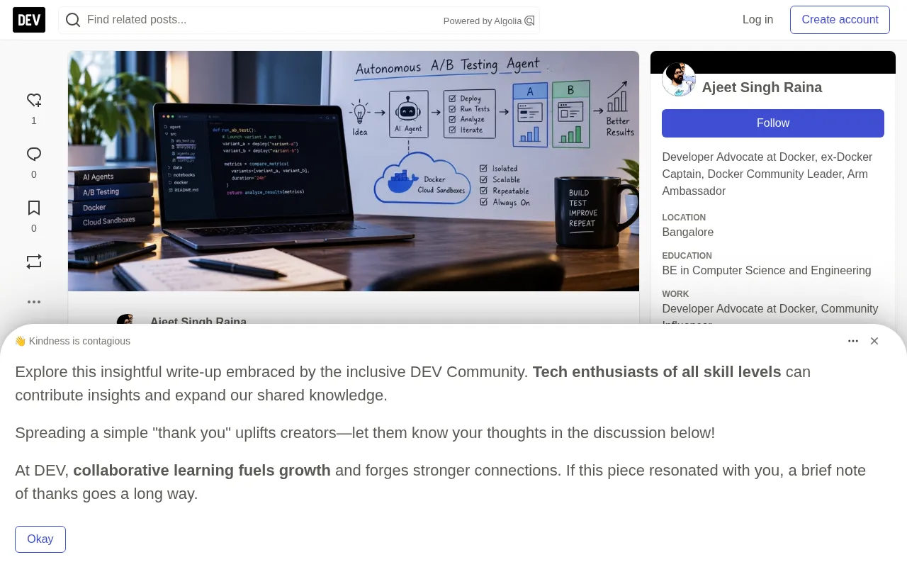 Building an Autonomous A/B Testing AI Agent with Docker Cloud Sandboxes