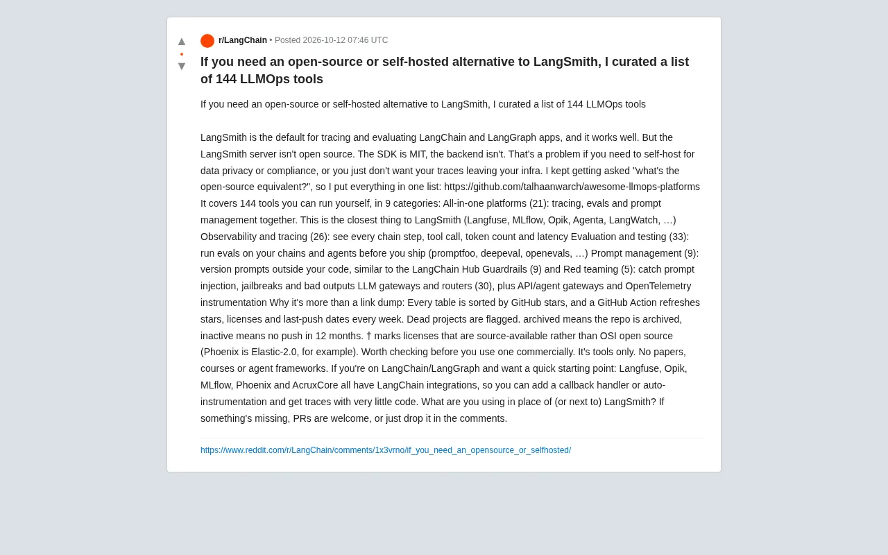 Open-Source Alternatives to LangSmith: A Complete Roundup of 144 Self-Hostable LLMOps Tools